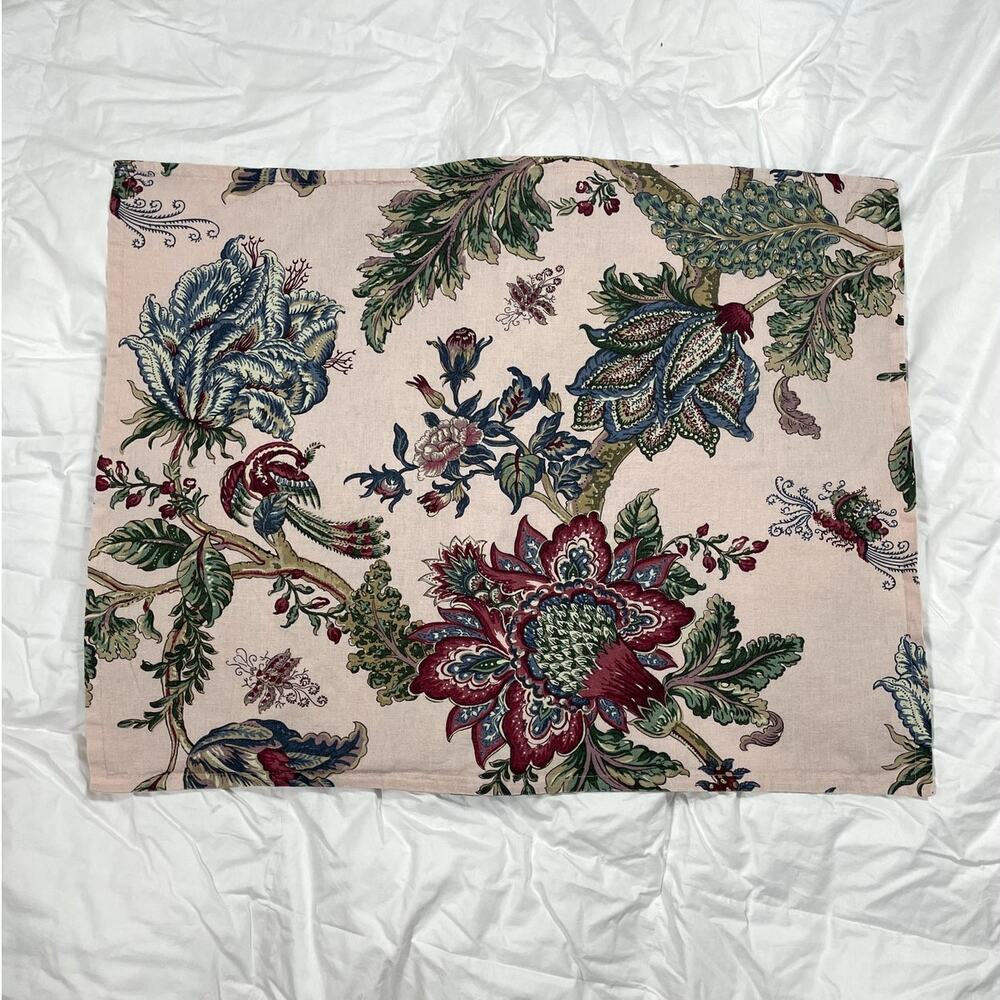 Pottery Barn Laurel Palampore Linen Cotton Standard  Sham Blush Multi 26x20